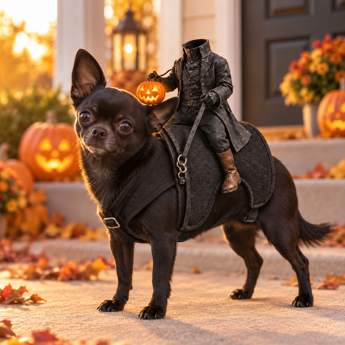 Headless Horseman Pet Costume - Halloween Dog & Cat Illusion Outfit