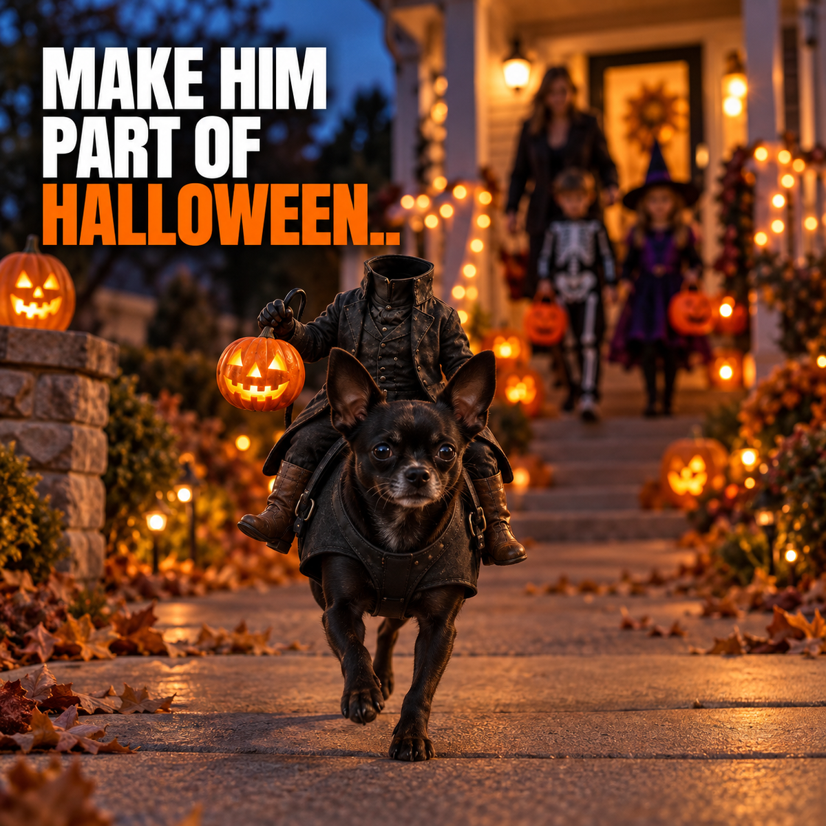 Headless Horseman Pet Costume - Halloween Dog & Cat Illusion Outfit