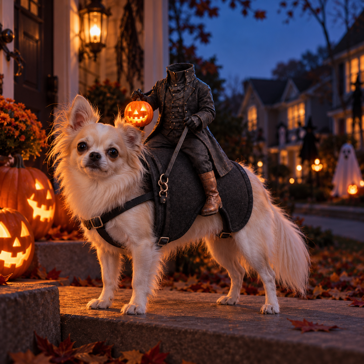 Headless Horseman Pet Costume - Halloween Dog & Cat Illusion Outfit